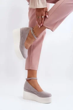 Damskie Espadryle Na Koturnie Szare Malla