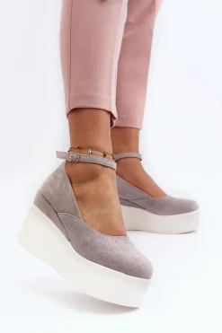 Damskie Espadryle Na Koturnie Szare Malla