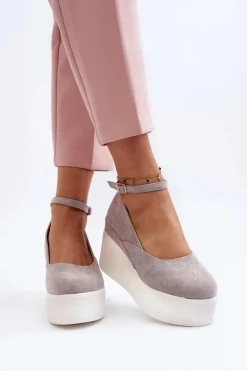 Damskie Espadryle Na Koturnie Szare Malla