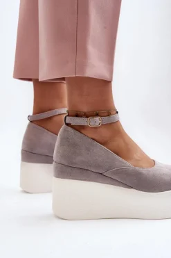 Damskie Espadryle Na Koturnie Szare Malla