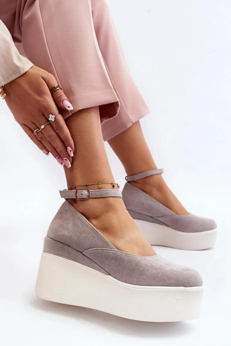 Damskie Espadryle Na Koturnie Szare Malla