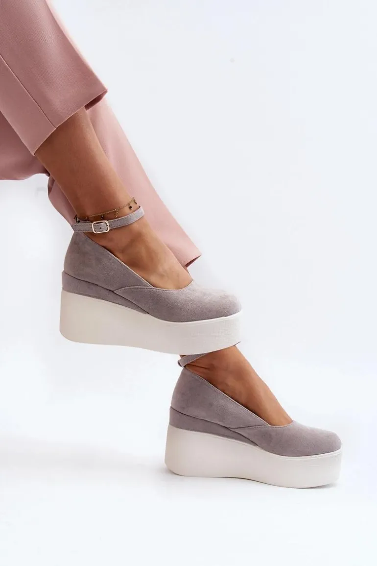 Damskie Espadryle Na Koturnie Szare Malla