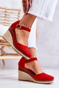 Damskie Espadryle Na Koturnie Czerwone Tamarill