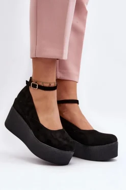 Damskie Espadryle Na Koturnie Czarne Malla