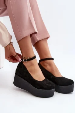 Damskie Espadryle Na Koturnie Czarne Malla