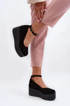 Damskie Espadryle Na Koturnie Czarne Malla