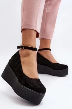 Damskie Espadryle Na Koturnie Czarne Malla