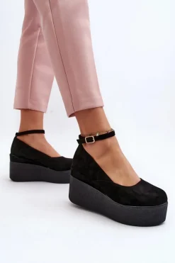 Damskie Espadryle Na Koturnie Czarne Malla