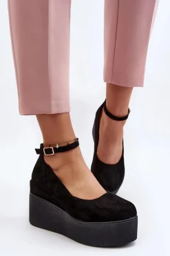 Damskie Espadryle Na Koturnie Czarne Malla