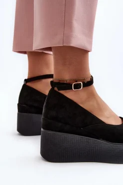 Damskie Espadryle Na Koturnie Czarne Malla