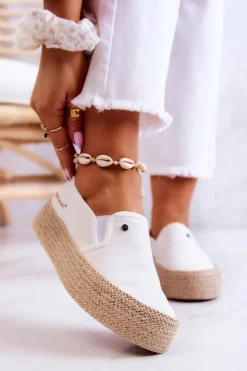 Damskie Espadryle Na Platformie Cross Jeans JJ2R4013C Białe