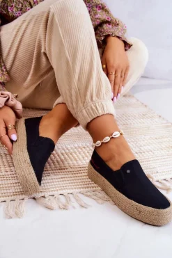 Damskie Espadryle Na Platformie Cross Jeans JJ2R4015C Czarne