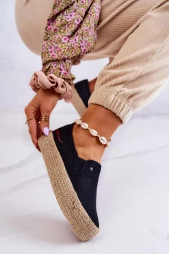 Damskie Espadryle Na Platformie Cross Jeans JJ2R4015C Czarne