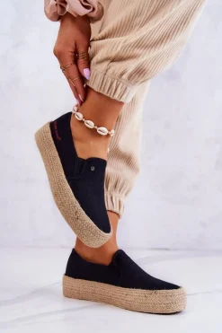 Damskie Espadryle Na Platformie Cross Jeans JJ2R4015C Czarne