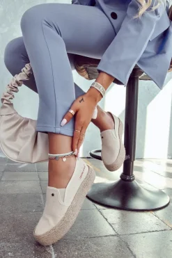 Damskie Espadryle Na Platformie Cross Jeans JJ2R4014C Beżowe