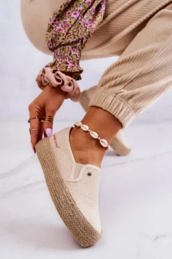 Damskie Espadryle Na Platformie Cross Jeans JJ2R4014C Beżowe