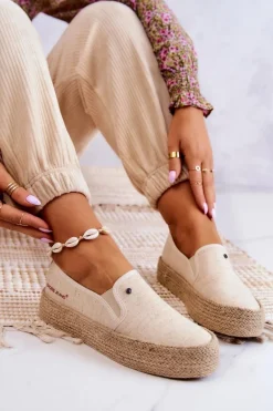 Damskie Espadryle Na Platformie Cross Jeans JJ2R4014C Beżowe