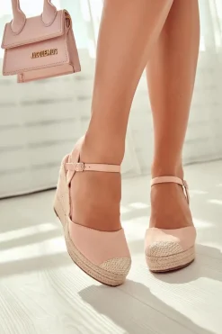 Damskie Espadryle Na Plecionej Platformie Różowe Canillo