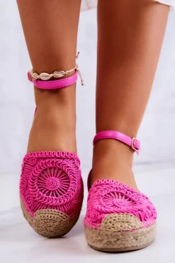 Damskie Espadryle Na Plecionej Platformie Fuksja Calise