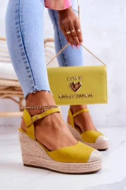 Damskie Espadryle Na Plecionej Platformie Żółte Canillo