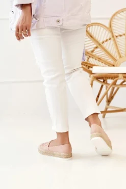 Damskie Espadryle Na Słomkowej Platformie Różowe Febi