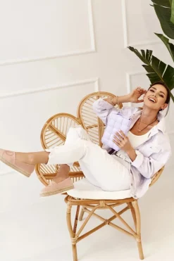 Damskie Espadryle Na Słomkowej Platformie Różowe Febi