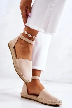Damskie Espadryle Na Sprzączkę Jasnobeżowe Bonetti