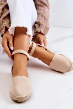 Damskie Espadryle Na Sprzączkę Jasnobeżowe Bonetti
