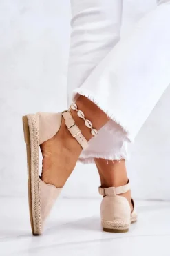 Damskie Espadryle Na Sprzączkę Jasnobeżowe Bonetti