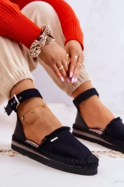Damskie Espadryle Na Sprzączkę Big Star JJ274888 Czarne