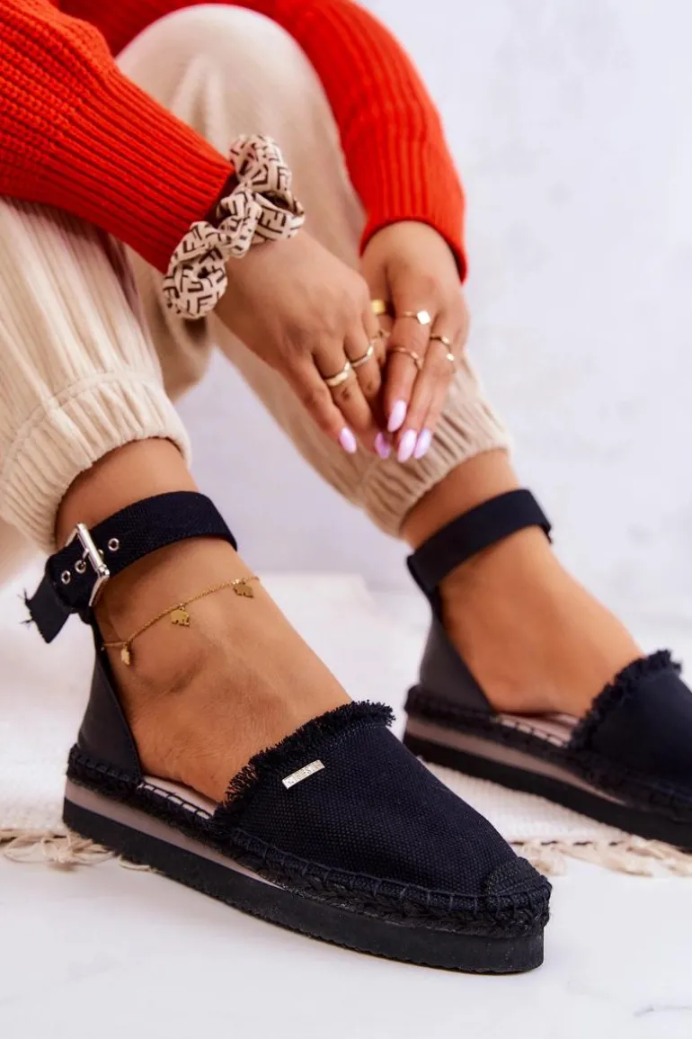 Damskie Espadryle Na Sprzączkę Big Star JJ274888 Czarne