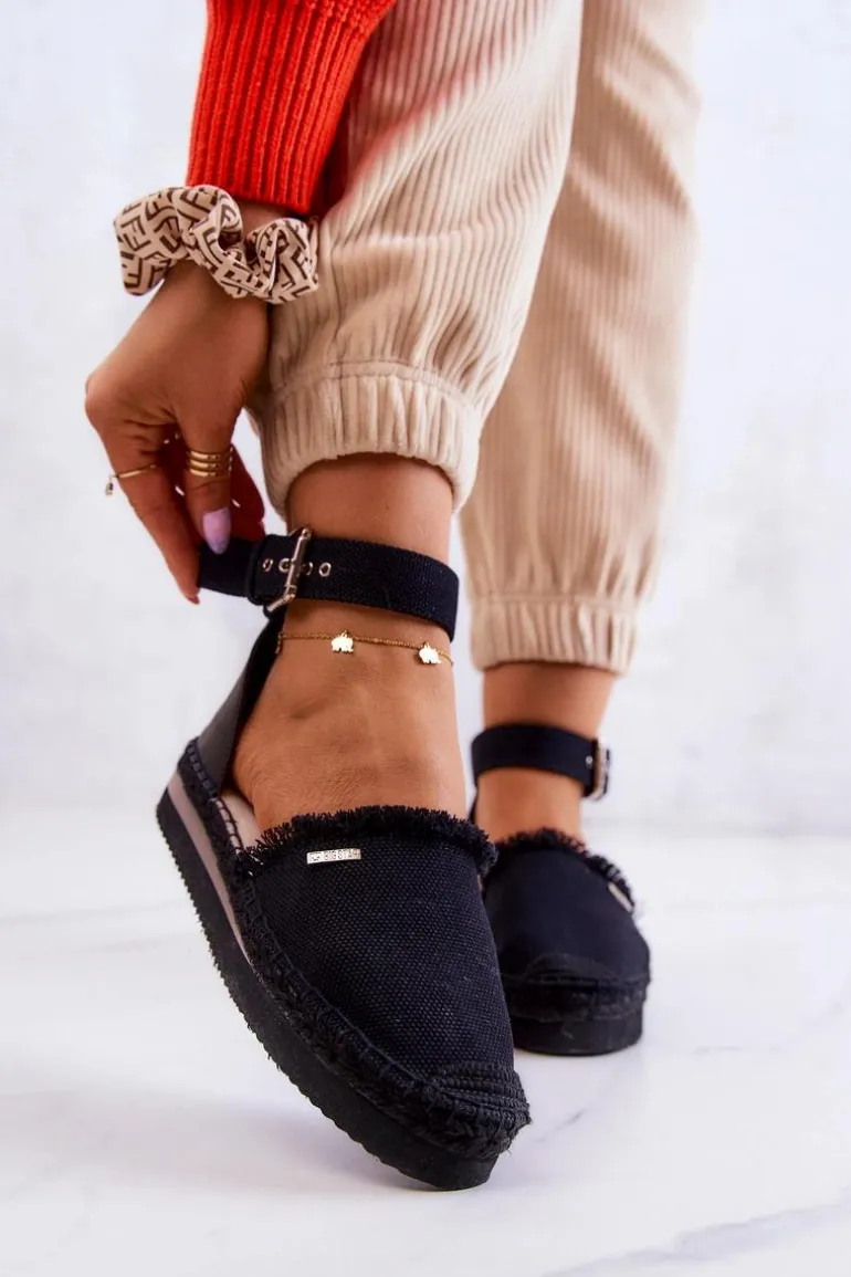 Damskie Espadryle Na Sprzączkę Big Star JJ274888 Czarne