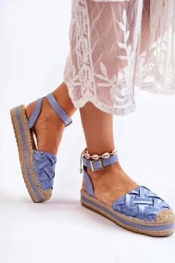 Damskie Espadryle Sandały Na Platformie Niebieskie Susane