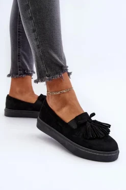 Damskie Espadryle Z Frędzlami Czarne Elorvia