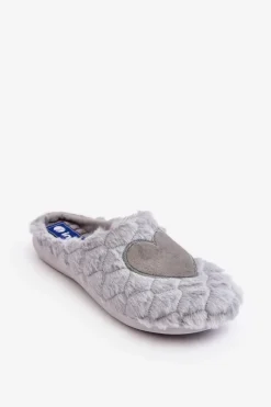 Damskie Futrzane Obuwie Domowe Kapcie Inblu EC000099 Szare