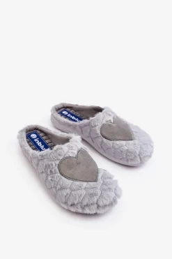 Damskie Futrzane Obuwie Domowe Kapcie Inblu EC000099 Szare