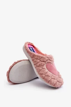 Damskie Futrzane Obuwie Domowe Kapcie Inblu EC000099 Różowe