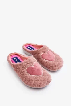 Damskie Futrzane Obuwie Domowe Kapcie Inblu EC000099 Różowe