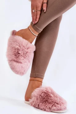 Damskie Futrzane Papcie Różowe Sheryl