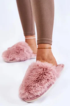 Damskie Futrzane Papcie Różowe Sheryl