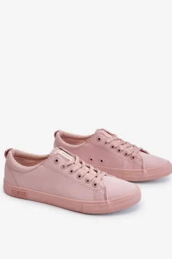 Damskie Gładkie Niskie Trampki Big Star LL274059 Różowe