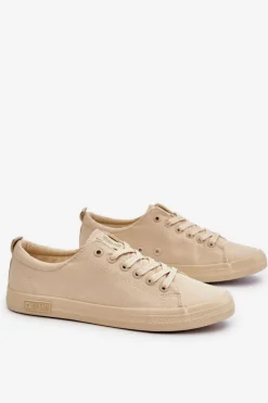 Damskie Gładkie Niskie Trampki Big Star LL274061 Beżowe