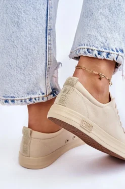 Damskie Gładkie Niskie Trampki Big Star LL274061 Beżowe