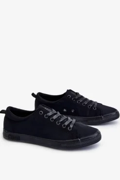 Damskie Gładkie Niskie Trampki Big Star LL274057 Czarne