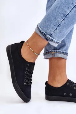 Damskie Gładkie Niskie Trampki Big Star LL274057 Czarne