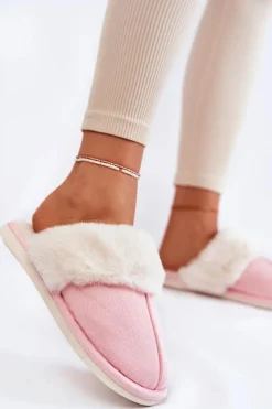 Damskie Gładkie Papcie Z Futerkiem Różowe Morisea