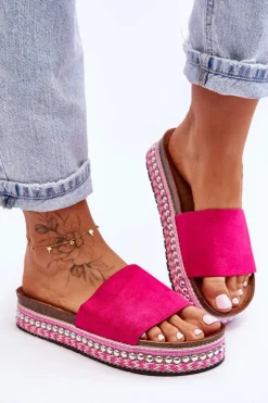 Damskie Gładkie Zamszowe Klapki Fuksja Hayen