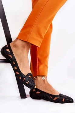 Damskie Gumowe Baleriny Czarne Indila