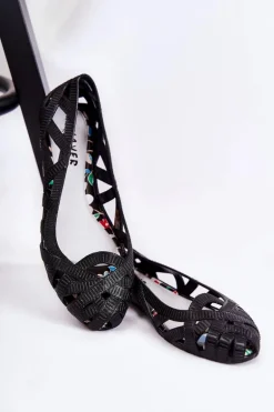 Damskie Gumowe Baleriny Czarne Indila