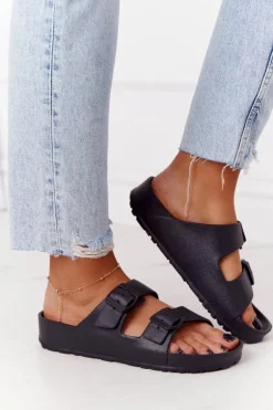 Damskie Gumowe Klapki Czarne Stacy